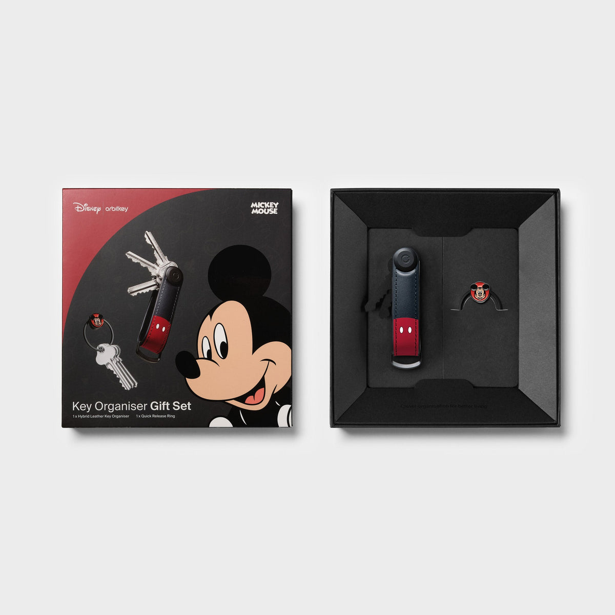 Orbitkey Disney | Orbitkey Mickey Mouse Hybrid Leather Key Organizer + Ring v2 Kit